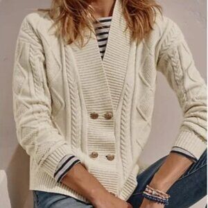 J. Jill Oatmeal Heather Cable Knit Cardigan Sweater Size L NWT